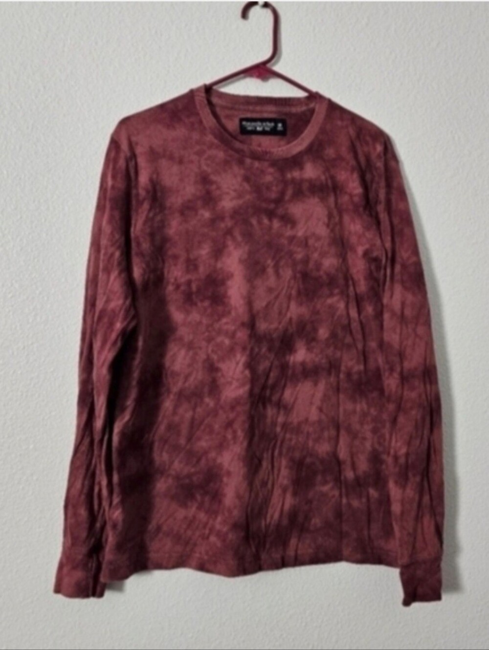Abercrombie & Fitch Maroon Tie-Dye Long Sleeve Shirt Sz M